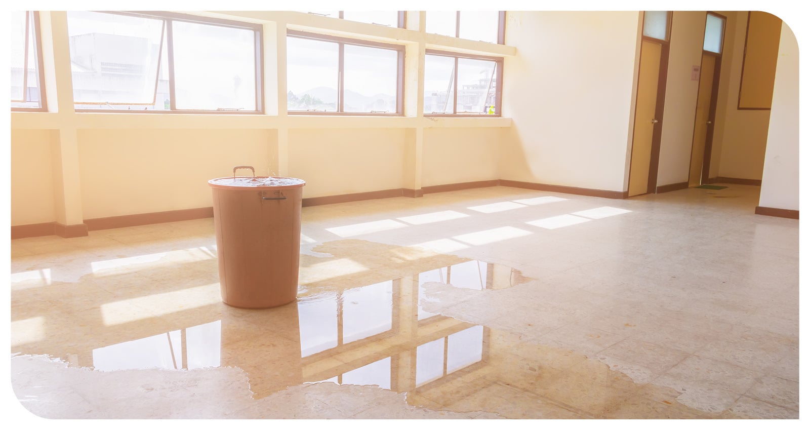 Water puddles on the floor